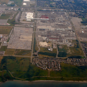Aerial photograph of General Motors’ Oshawa facilities
